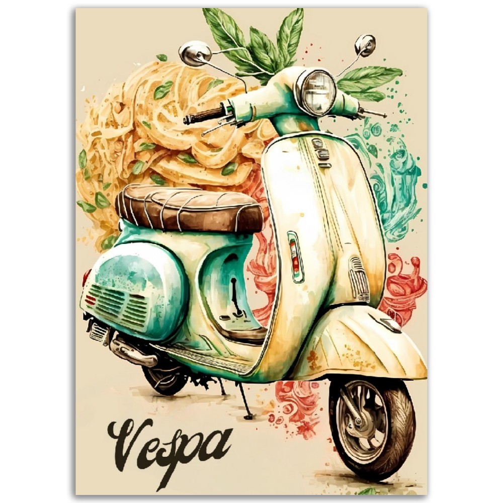 Affiche Scooter La Pizza Vespa - France - Poster - Illustration