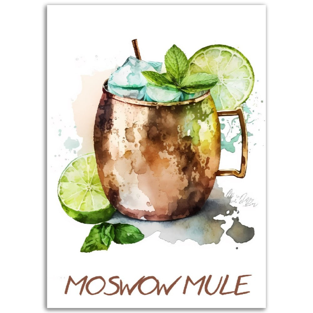 Affiche Moscow Mule Cocktail - Toute en couleurs  - Poster - Illustration