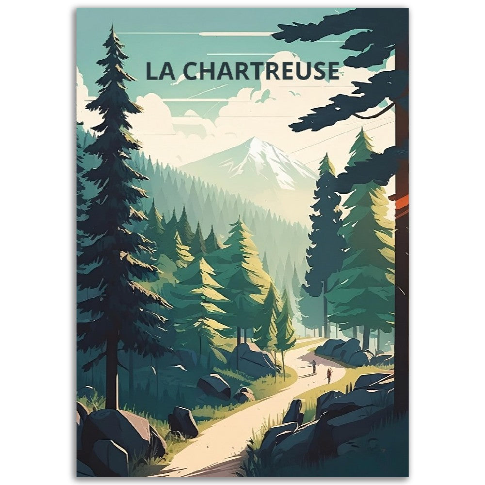 Affiche La Chartreuse - Montagne - Grenoble - Sapin - France - Poster - Illustration