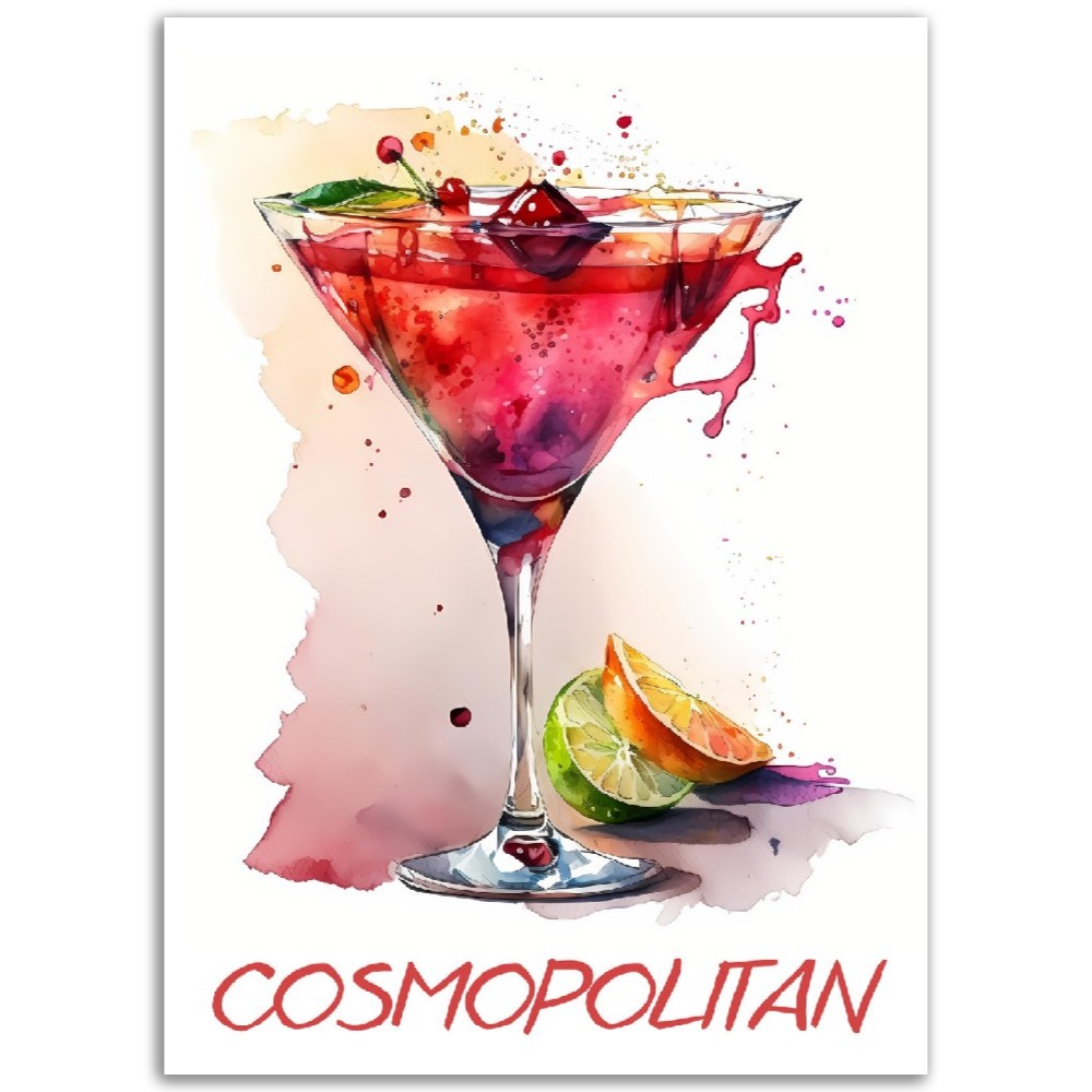 Affiche Cosmopolitan Cocktail - Toute en couleurs  - Poster - Illustration