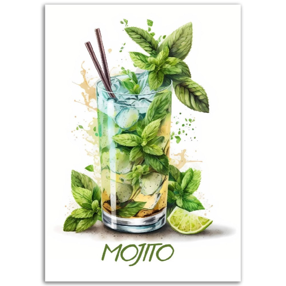 Affiche Mojito Cocktail - Toute en couleurs  - Poster - Illustration