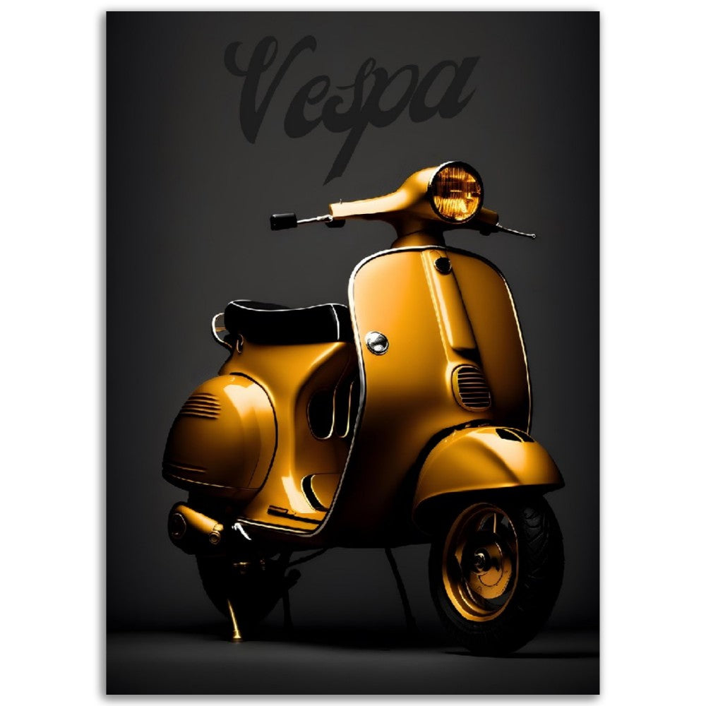 Affiche Scooter Vespa En Or - Noir & Or - Italie - Poster - Illustration