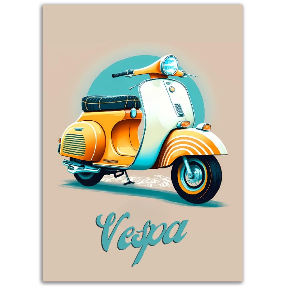 Affiche Scooter Vespa Vintage - France - Poster - Illustration