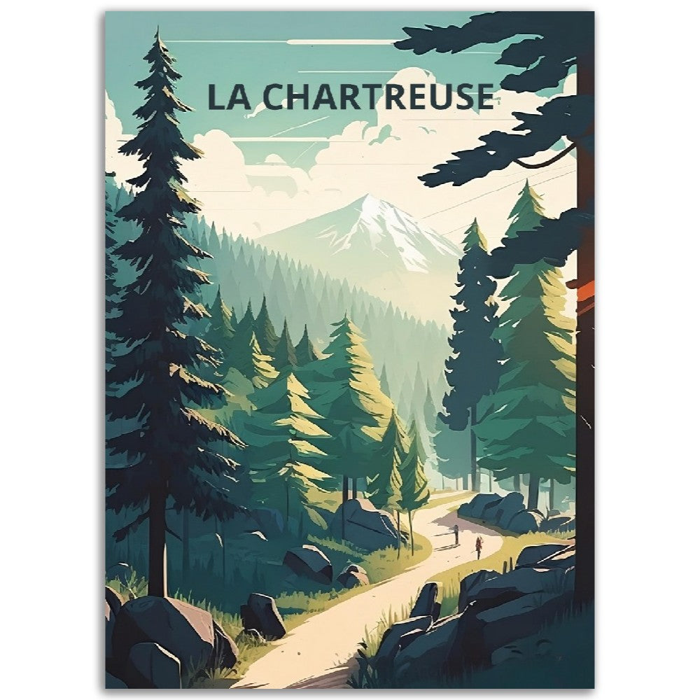 Affiche La Chartreuse - Montagne - Grenoble - Sapin - France - Poster - Illustration