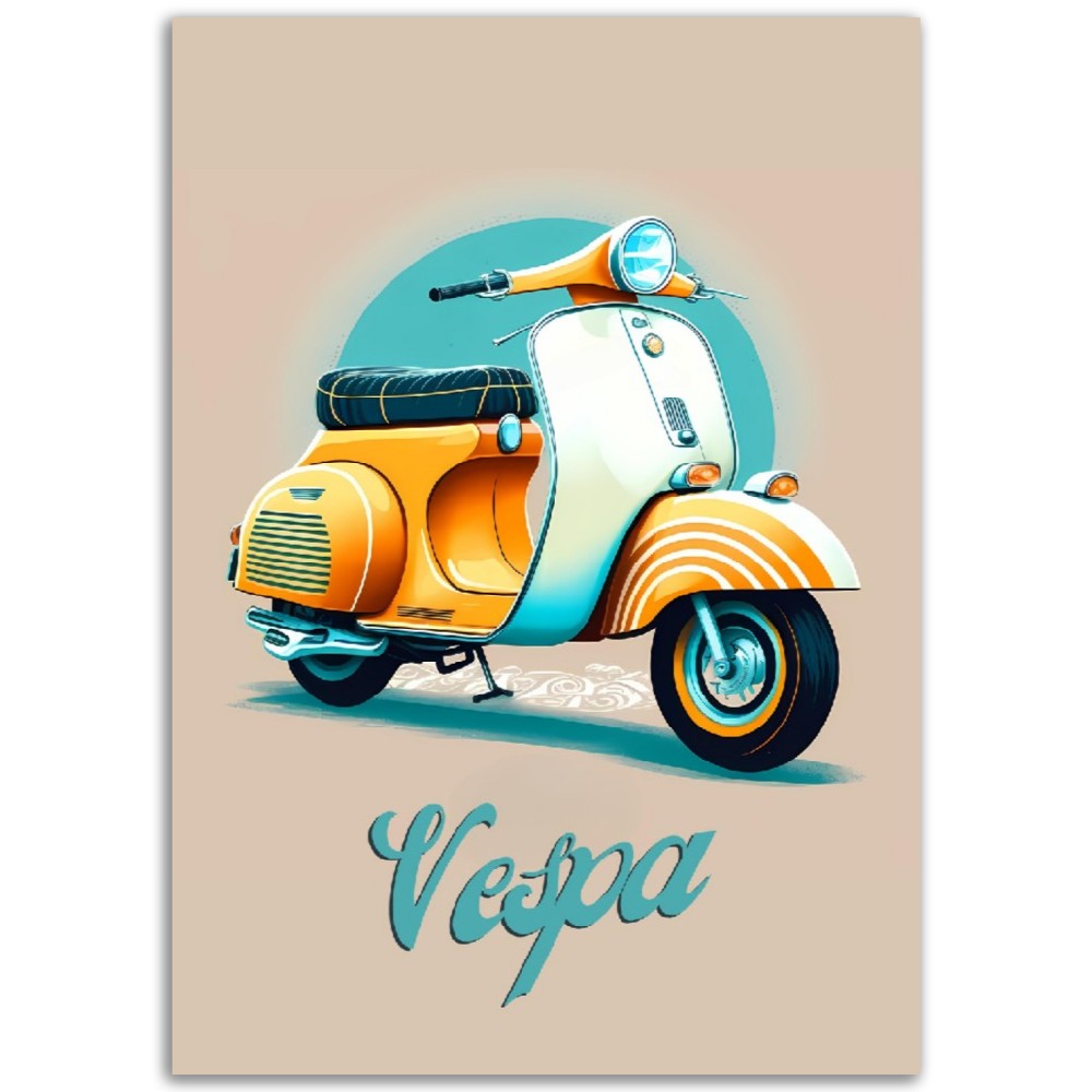 Affiche Scooter Vespa Vintage - France - Poster - Illustration