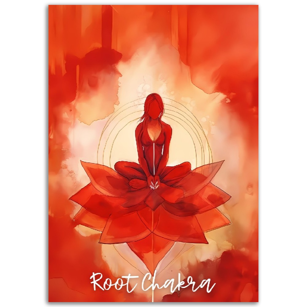 Red Root Chakra Poster | Woman Spiritual Manifestation Chakras Mantras Poste | Kundalini Yoga Wall Art | Chakra Collection