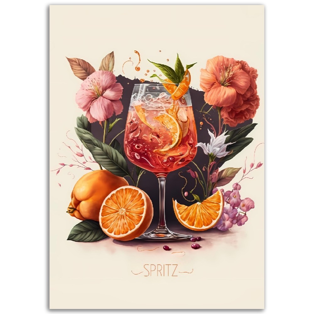 Affiche Cocktail Spritz "Tout en couleurs" - Poster - Illustration