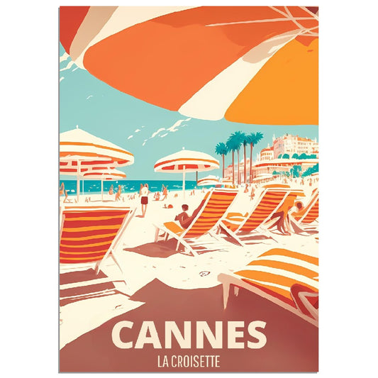 Affiche Cannes La Croisette - France -  Toute en couleurs - 30x40 cm - French Riviera - Poster - Illustration