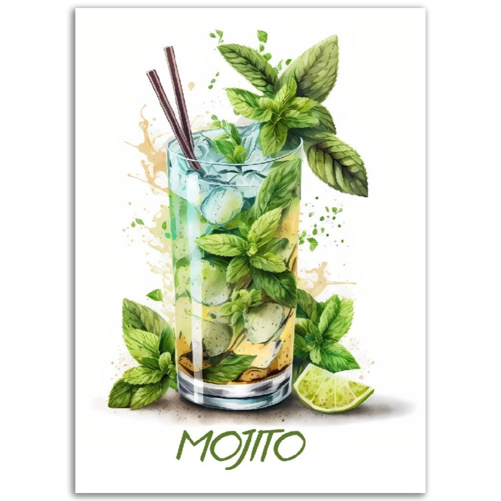 Affiche Mojito Cocktail - Toute en couleurs  - Poster - Illustration