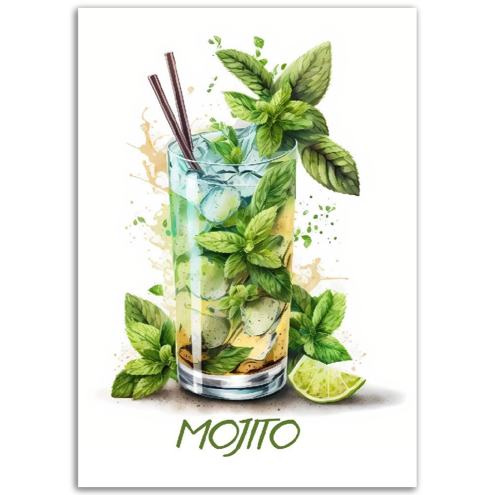 Affiche Mojito Cocktail - Toute en couleurs  - Poster - Illustration