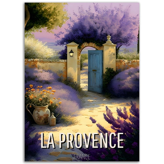 Affiche Le portail Provence - La Lavande - France - Poster - Illustration - Série "La Provence"