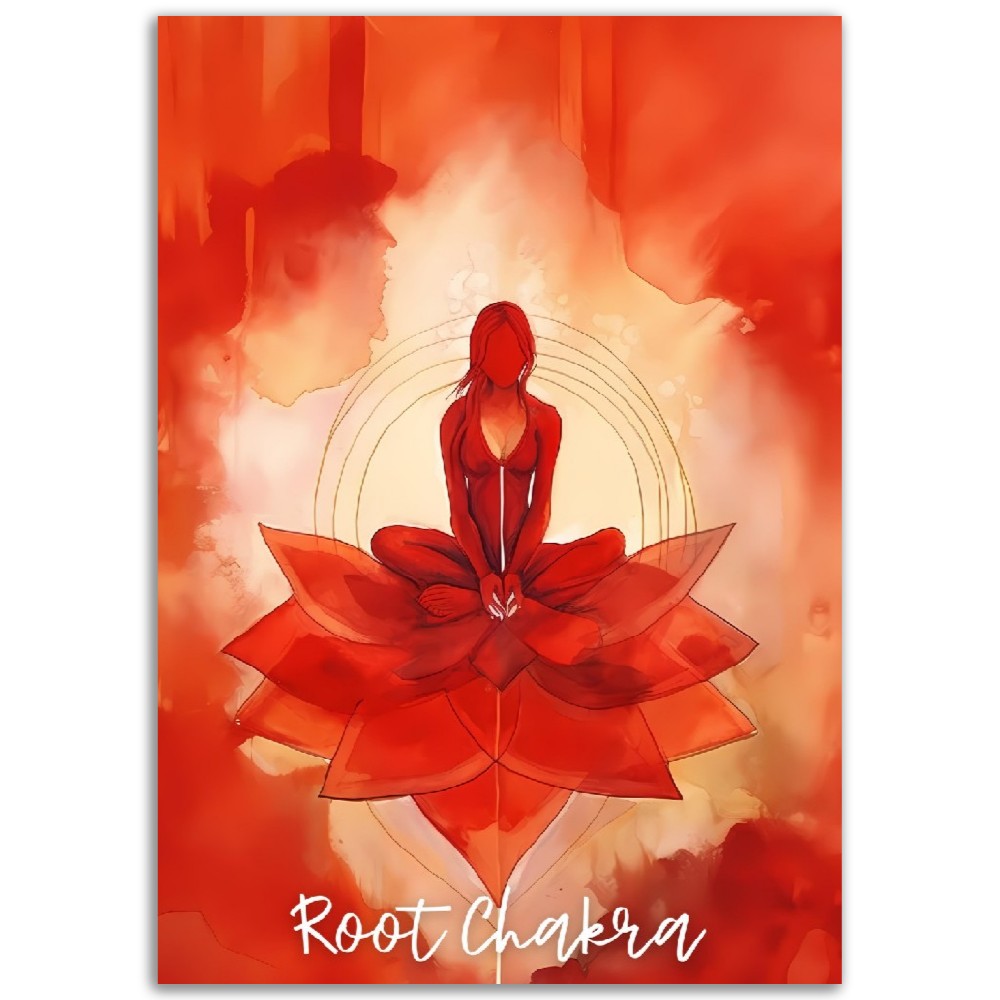 Red Root Chakra Poster | Woman Spiritual Manifestation Chakras Mantras Poste | Kundalini Yoga Wall Art | Chakra Collection