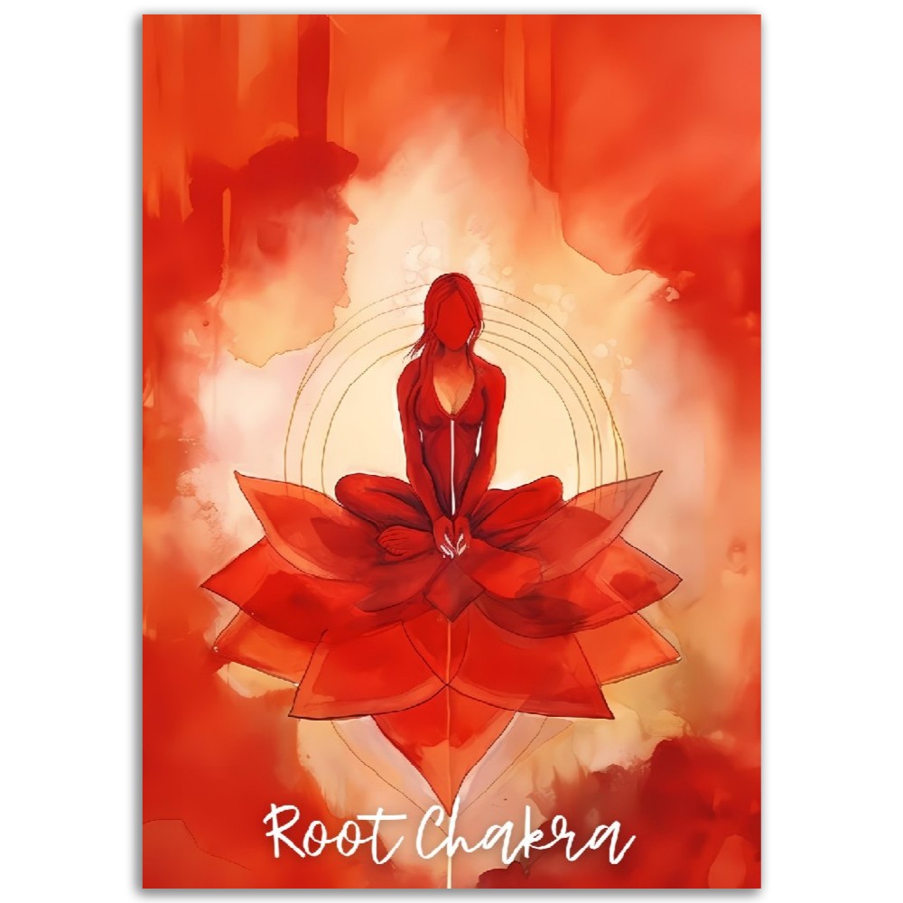 Red Root Chakra Poster | Woman Spiritual Manifestation Chakras Mantras Poste | Kundalini Yoga Wall Art | Chakra Collection