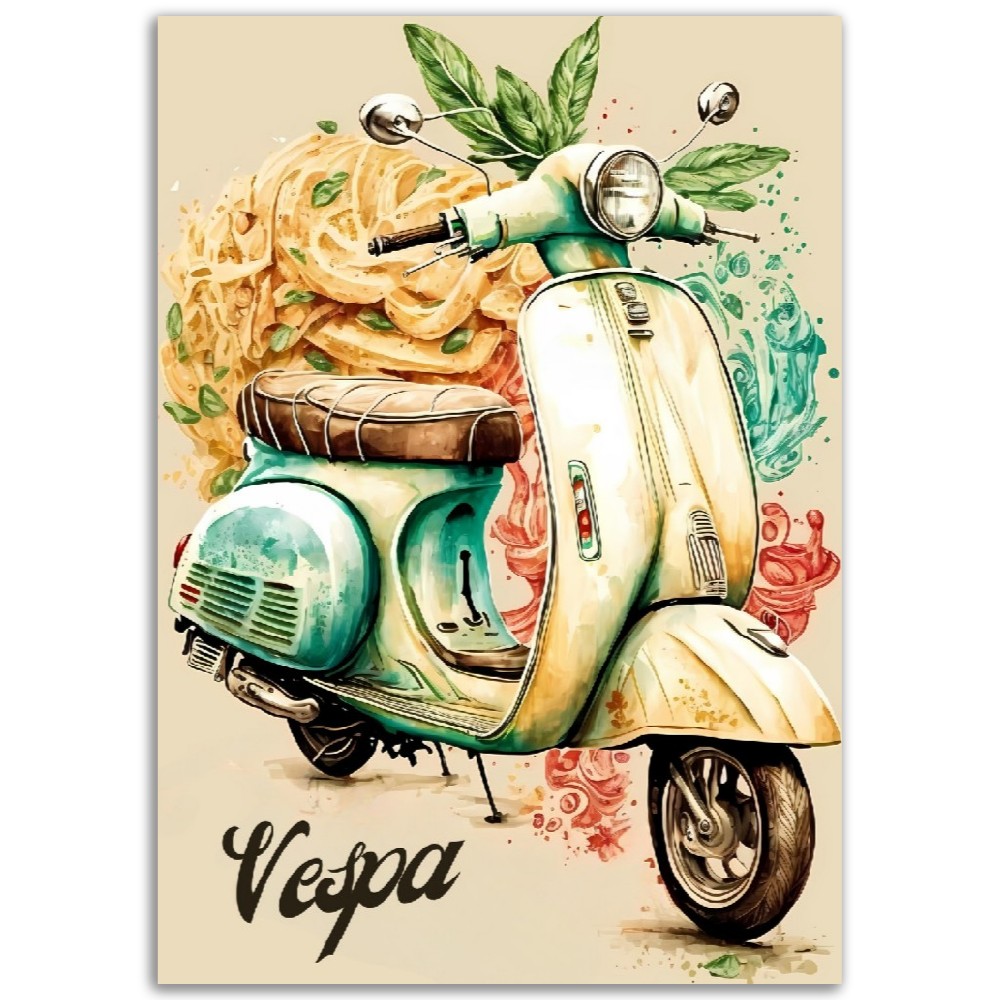 Affiche Scooter La Pizza Vespa - France - Poster - Illustration