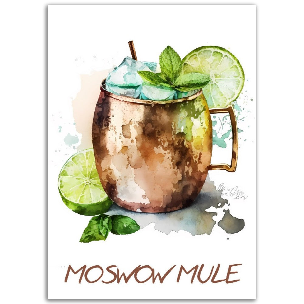 Affiche Moscow Mule Cocktail - Toute en couleurs  - Poster - Illustration