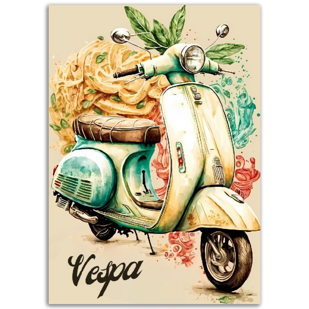 Affiche Scooter La Pizza Vespa - France - Poster - Illustration