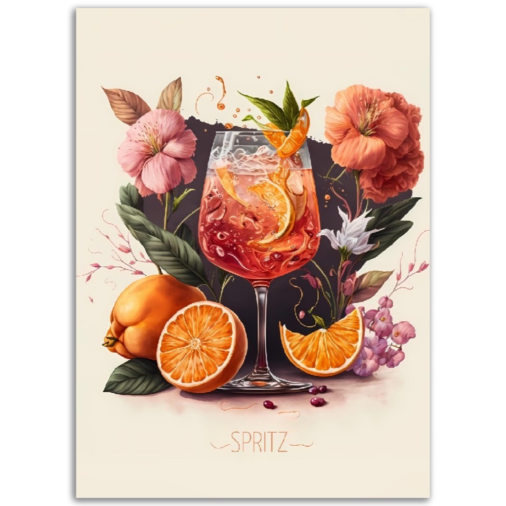 Affiche Cocktail Spritz "Tout en couleurs" - Poster - Illustration