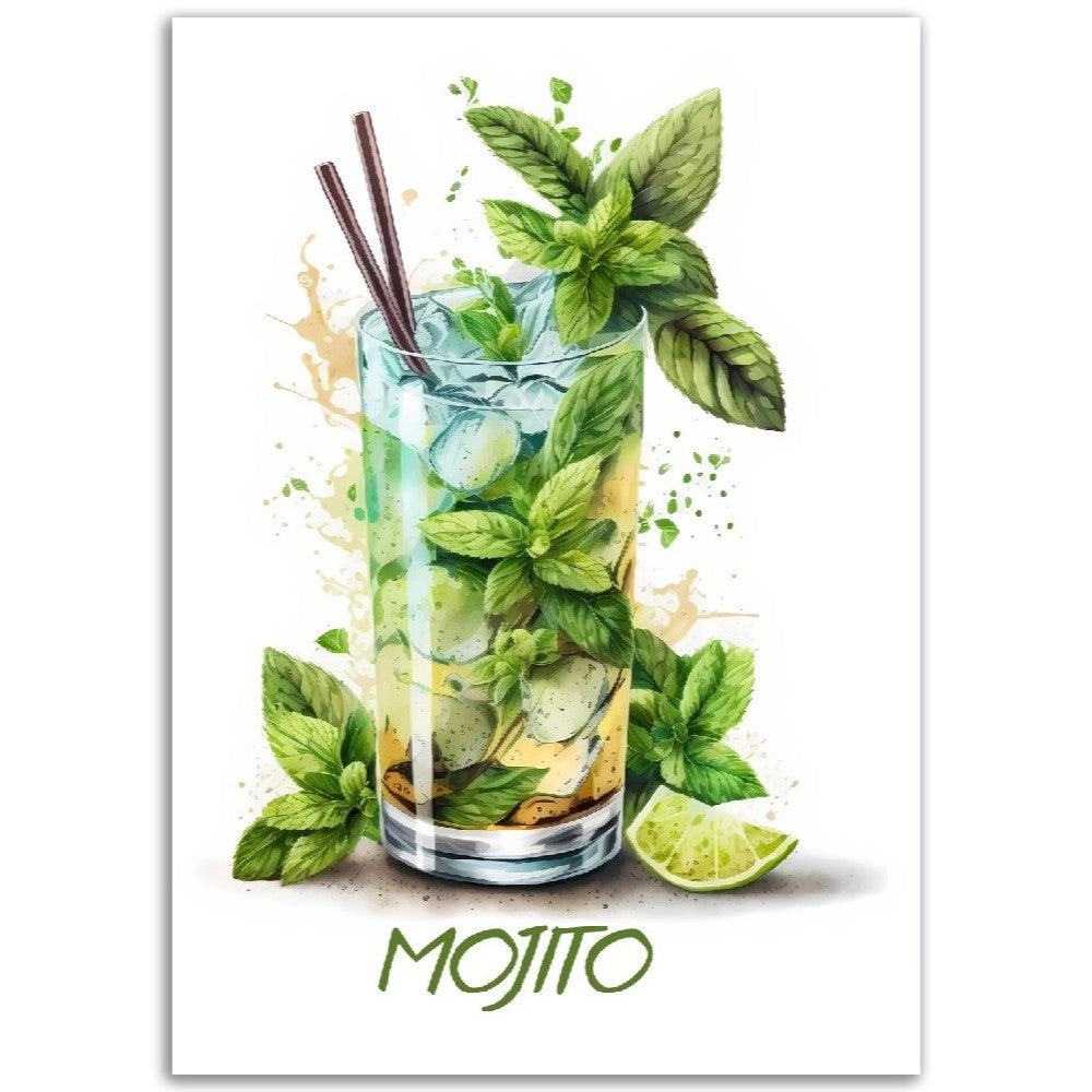 Affiche Mojito Cocktail - Toute en couleurs  - Poster - Illustration