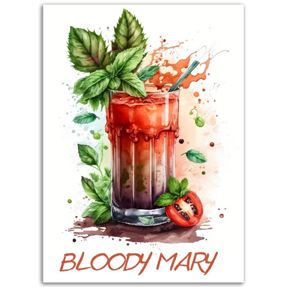 Affiche Bloody Mary Cocktail - Toute en couleurs  - Poster - Illustration