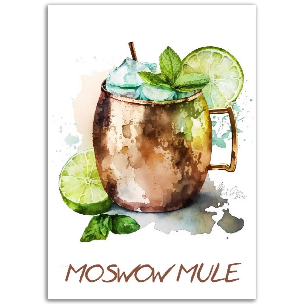 Affiche Moscow Mule Cocktail - Toute en couleurs  - Poster - Illustration